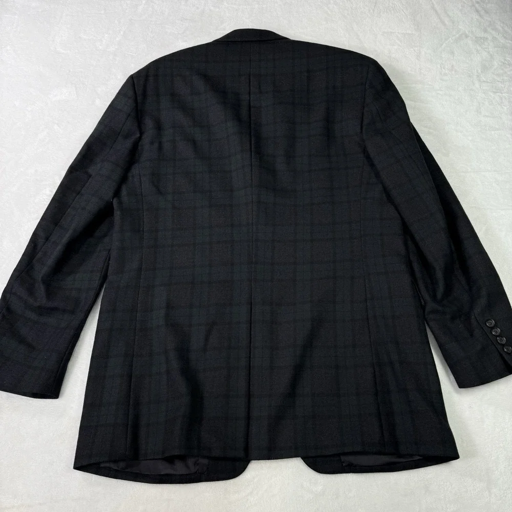 Lauren Ralph Lauren Blazer Mens 40L Blue Green Plaid Wool Sport Coat Glen Check‎